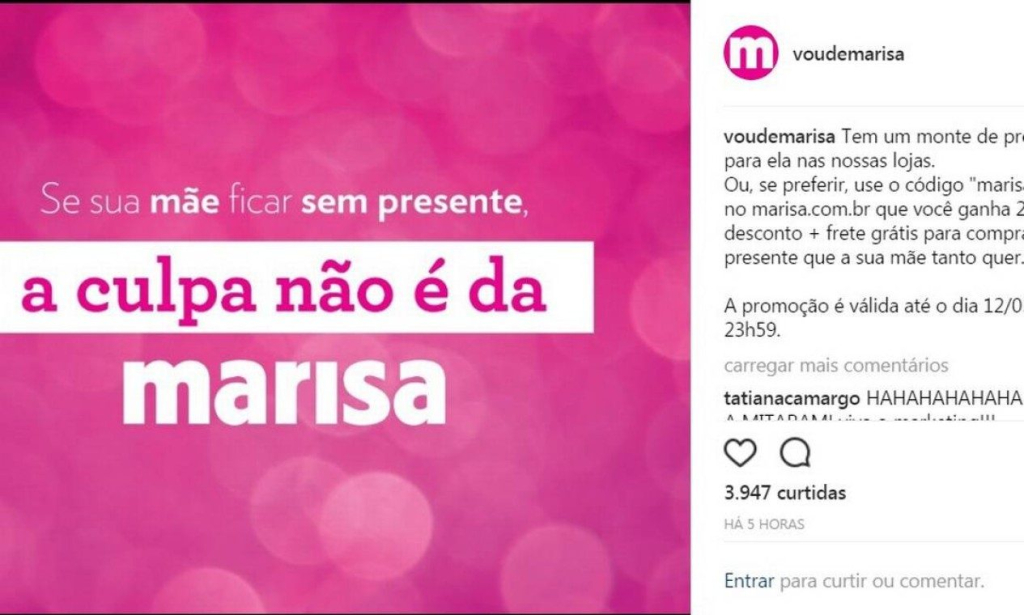 Erros no instagram campanha marisa